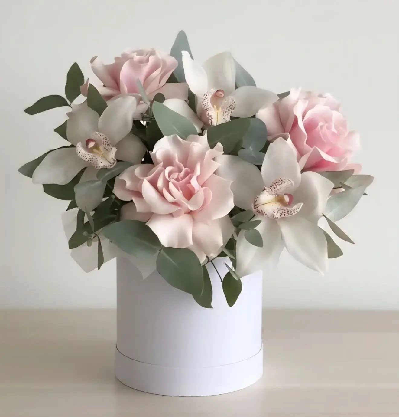 Композиция из орхидей и французских роз